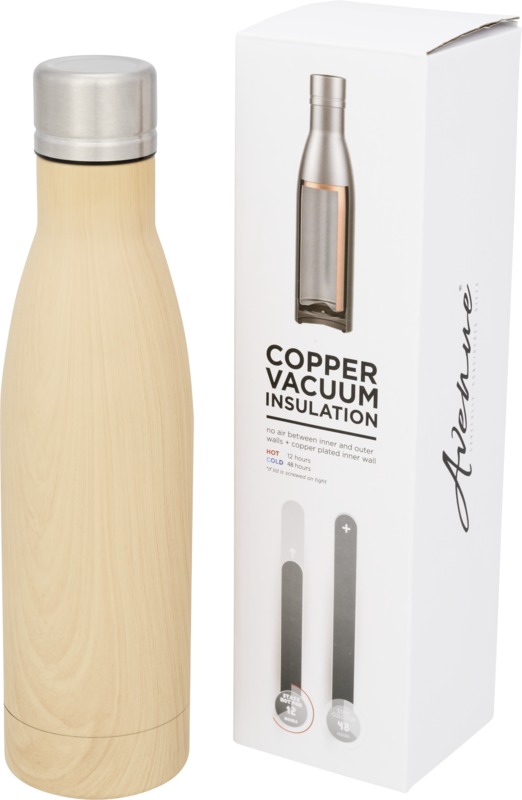 „Vasa“ 500 ml medžio imitacijos vario spalvos vakuuminis termosas