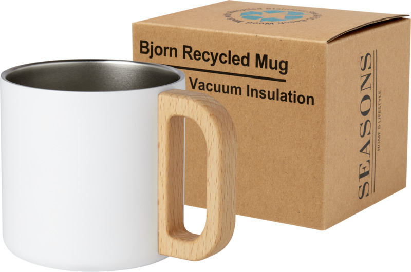 „Bjorn“ 360 ml talpos RCS sertifikuotas perdirbto nerūdijančio plieno puodelis su vario vakuumine izoliacija