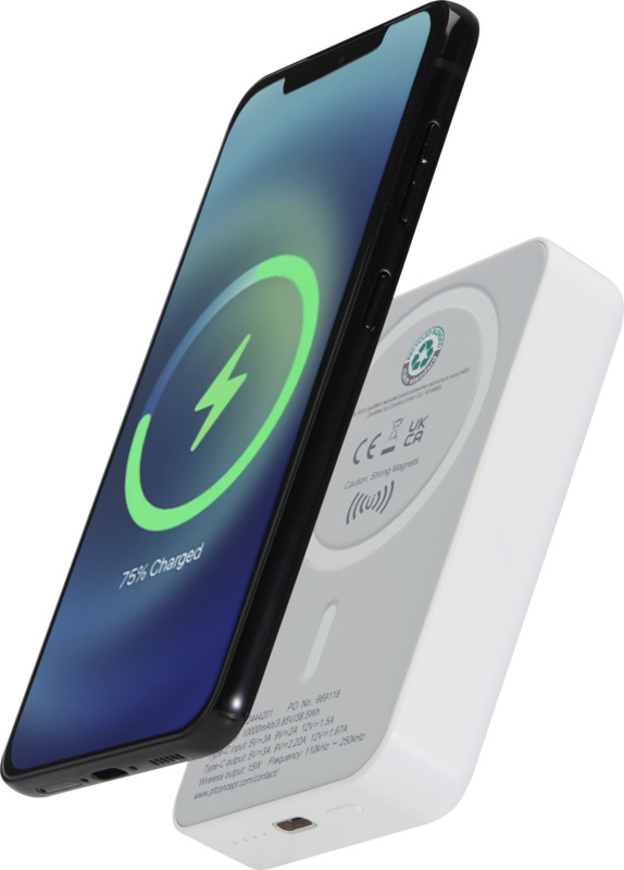 „Acrab“ 10 000 mAh, 15 W magnetinis belaidis išorinis akumuliatorius su 20 W PD – pagamintas iš perdirbto plastiko