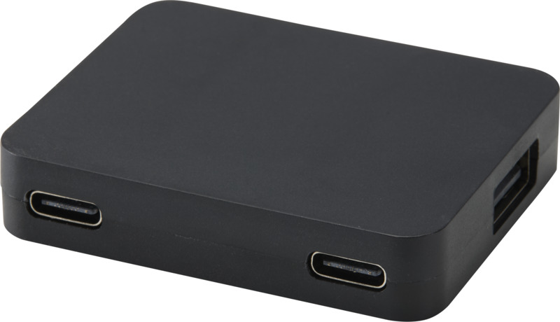 „Gaia“ 4 prievadų USB šakotuvas su USB-A ir Type-C išėjimais bei dviem įėjimais – pagamintas iš perdirbto plastiko - Image 2