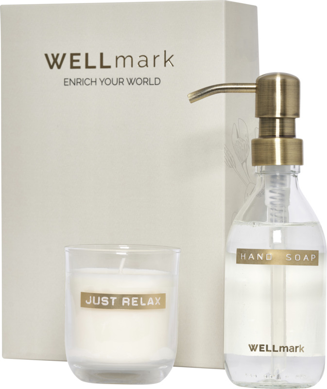 „Wellmark Discovery“ 250 ml rankų muilo dozatoriaus ir 150 g kvapniosios žvakės rinkinys