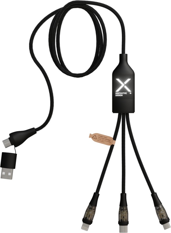 SCX.design C50 „5-in-1“ greito įkrovimo 100 W/5 A kabelis su skaitmeniniu ekranu