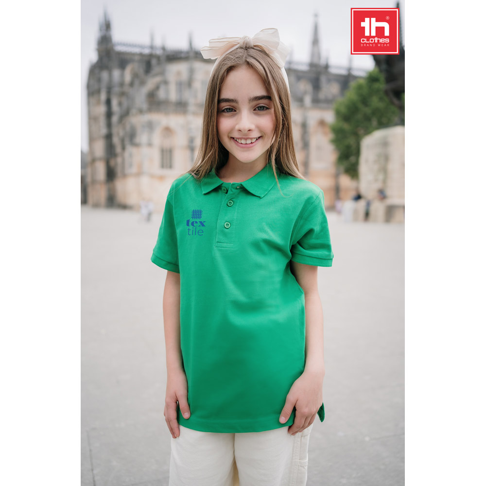 THC ADAM KIDS. Vaikiškas trumpomis rankovėmis 100 % medvilninis piqué stiliaus polo marškinėlis (unisex)