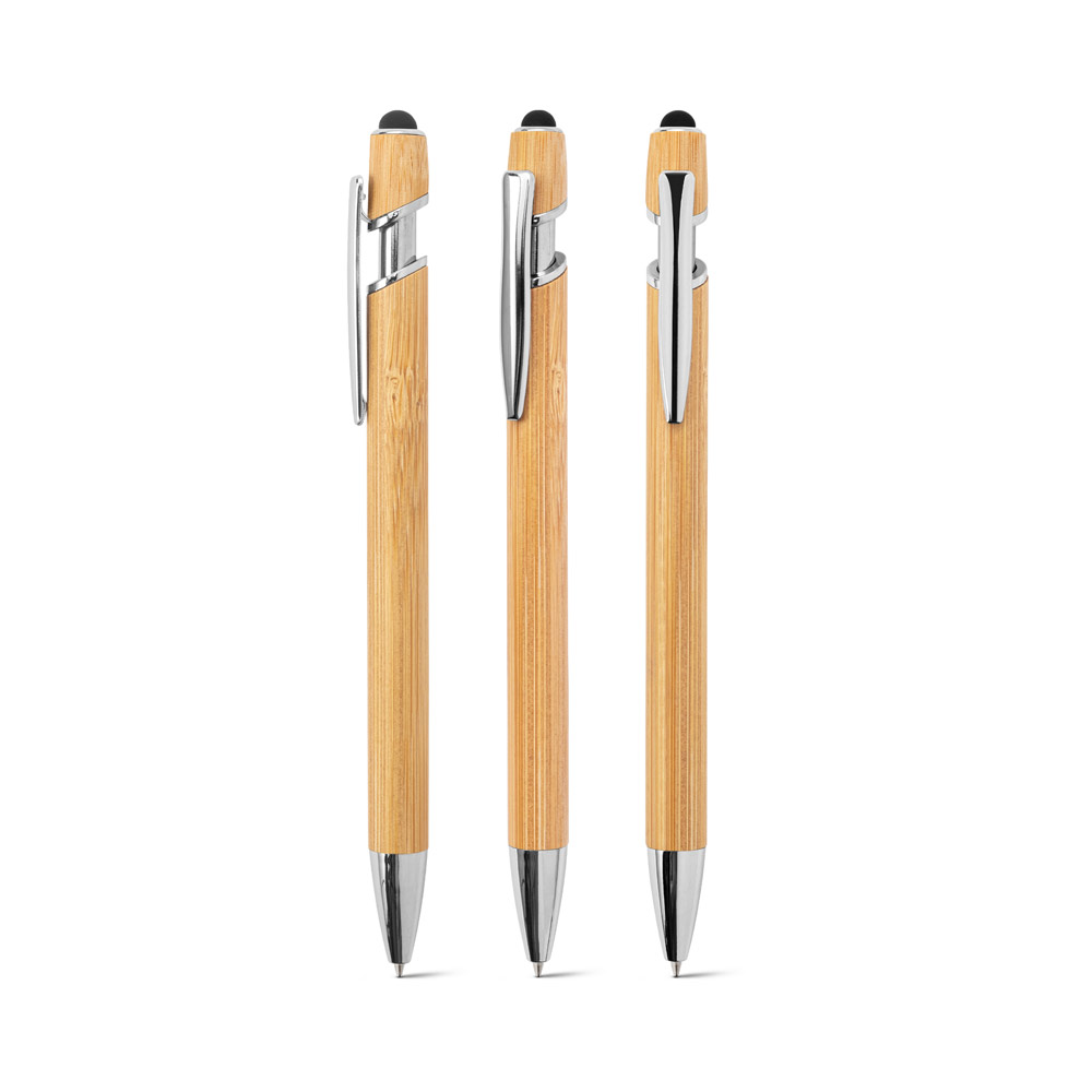 NEIL BAMBOO. Bambuko rašiklis su chromuotomis aliuminio detalėmis