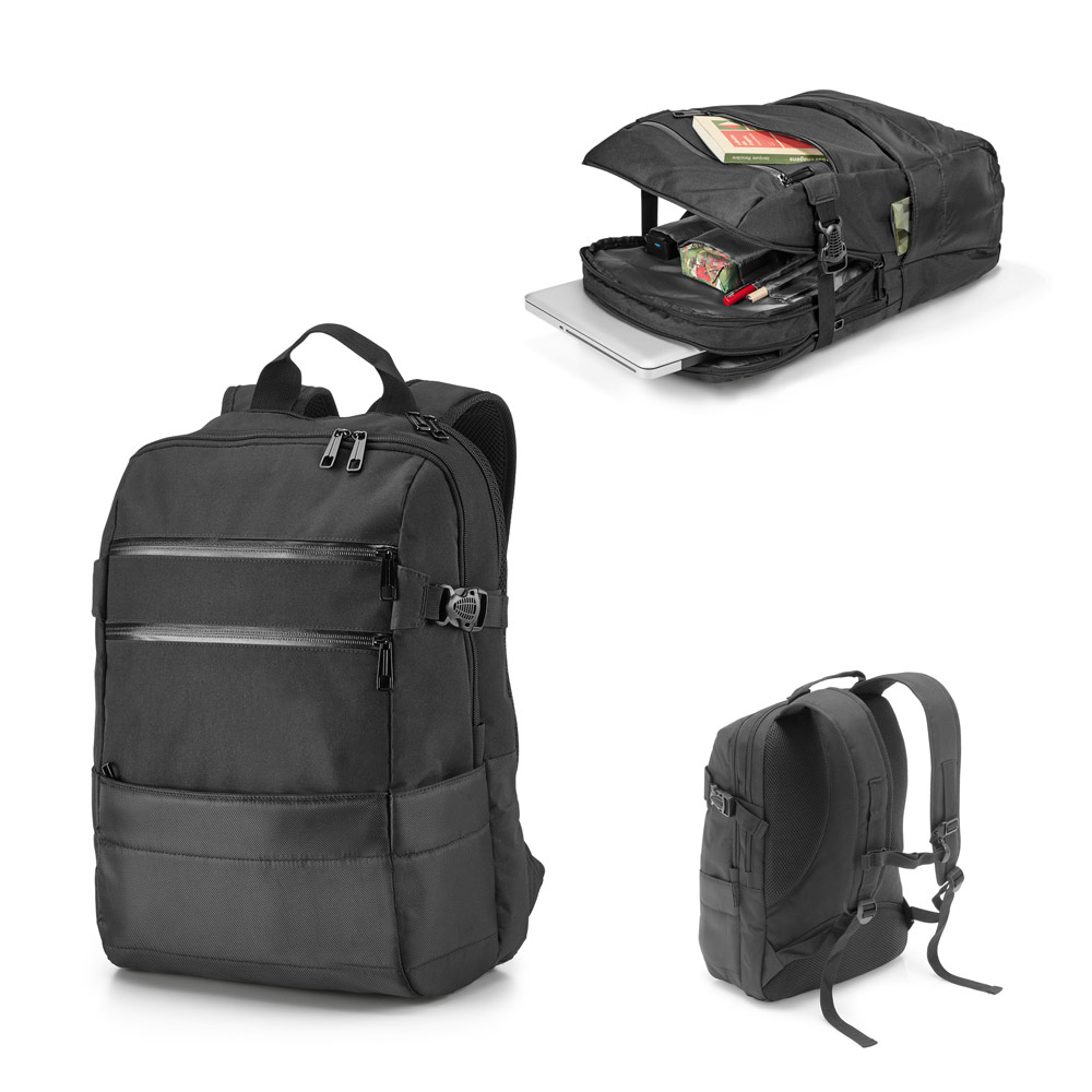 „ZIPPERS BPACK“. 15'6" nešiojamojo kompiuterio kuprinė iš 300D poliesterio ir 840D žakardo