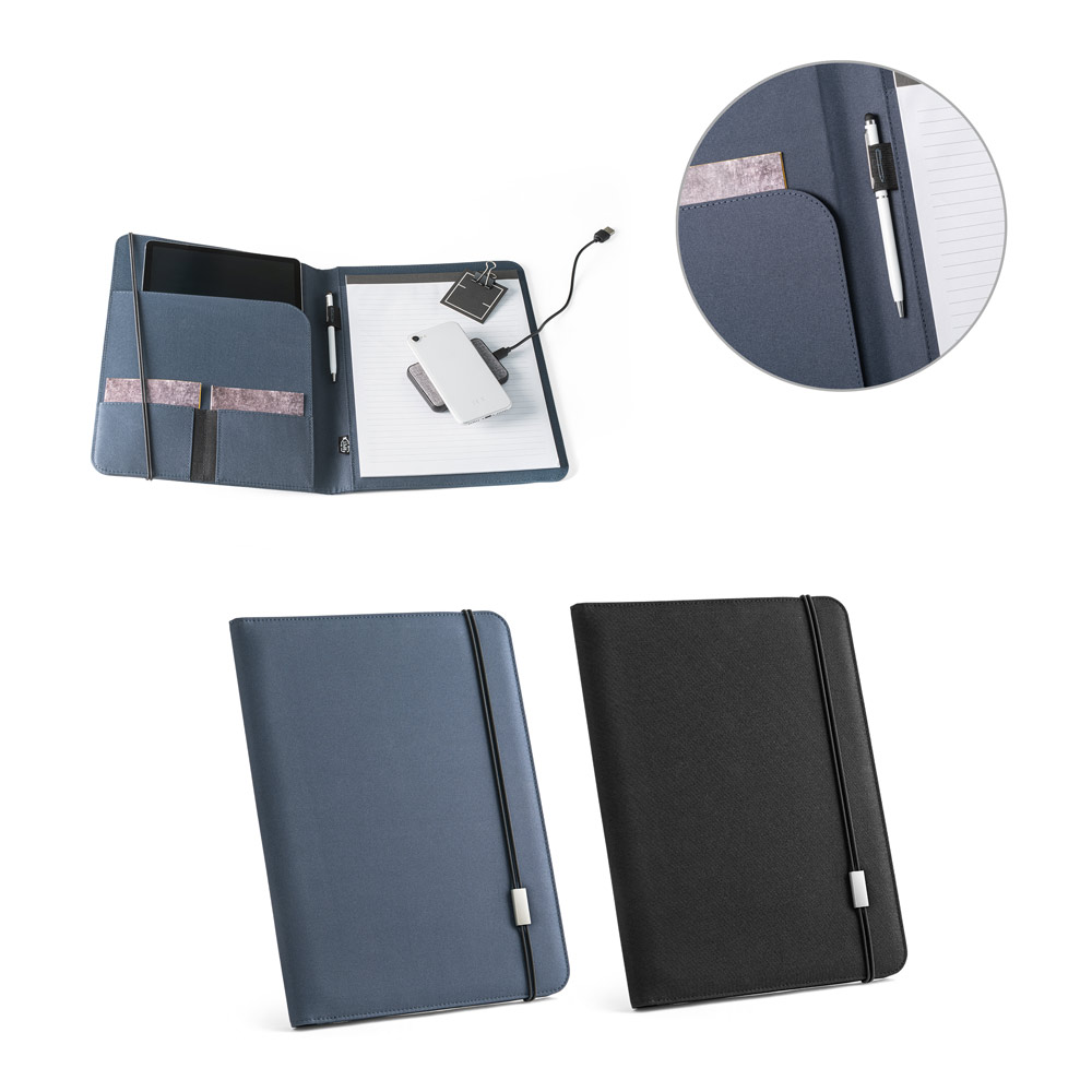 EMERGE FOLDER II. A4 formato aplankas iš perdirbto poliesterio (100 % rPET), 300D, su elastinga užsegimo juosta