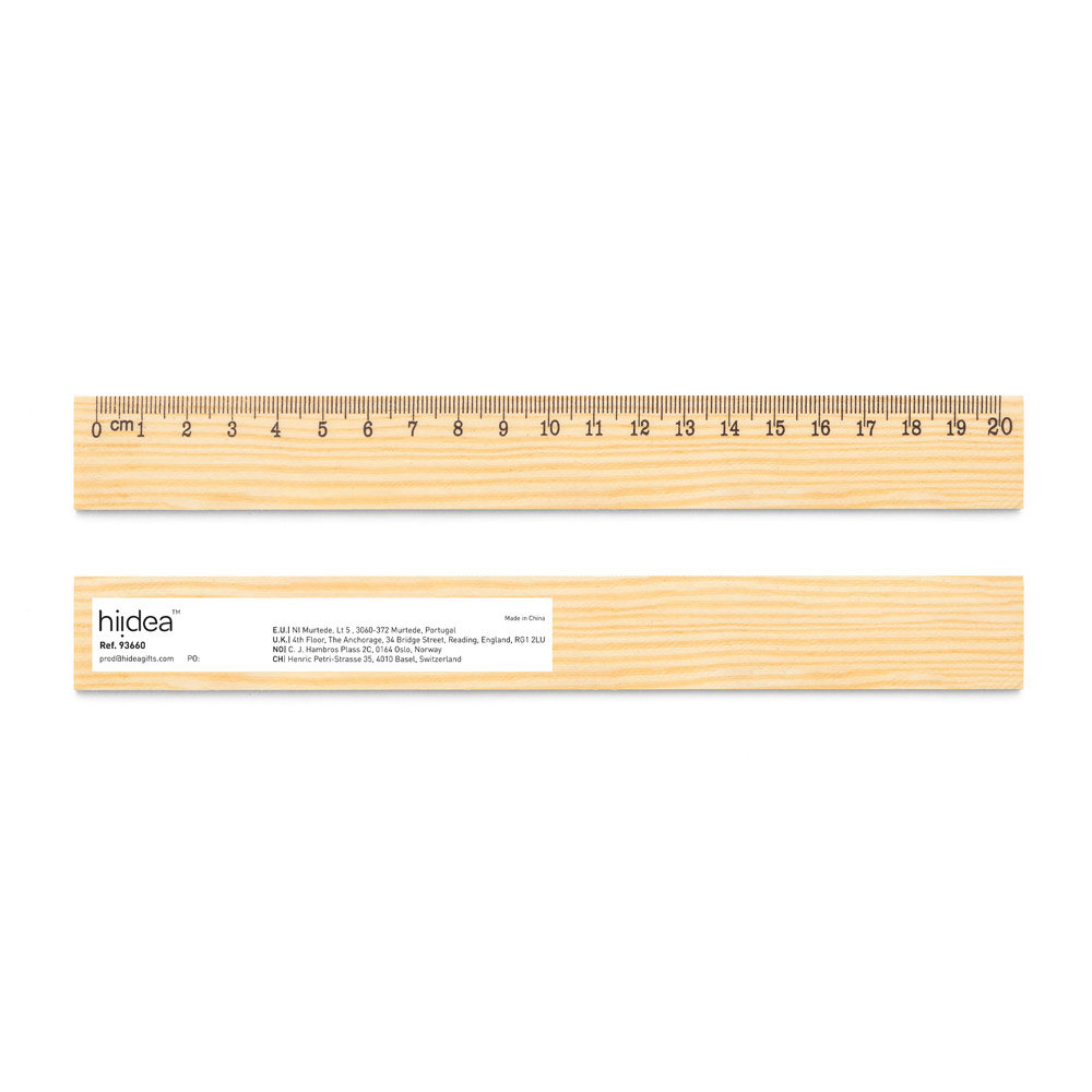 WESLEY 20. Pušinio medžio liniuotė su 20 cm skale