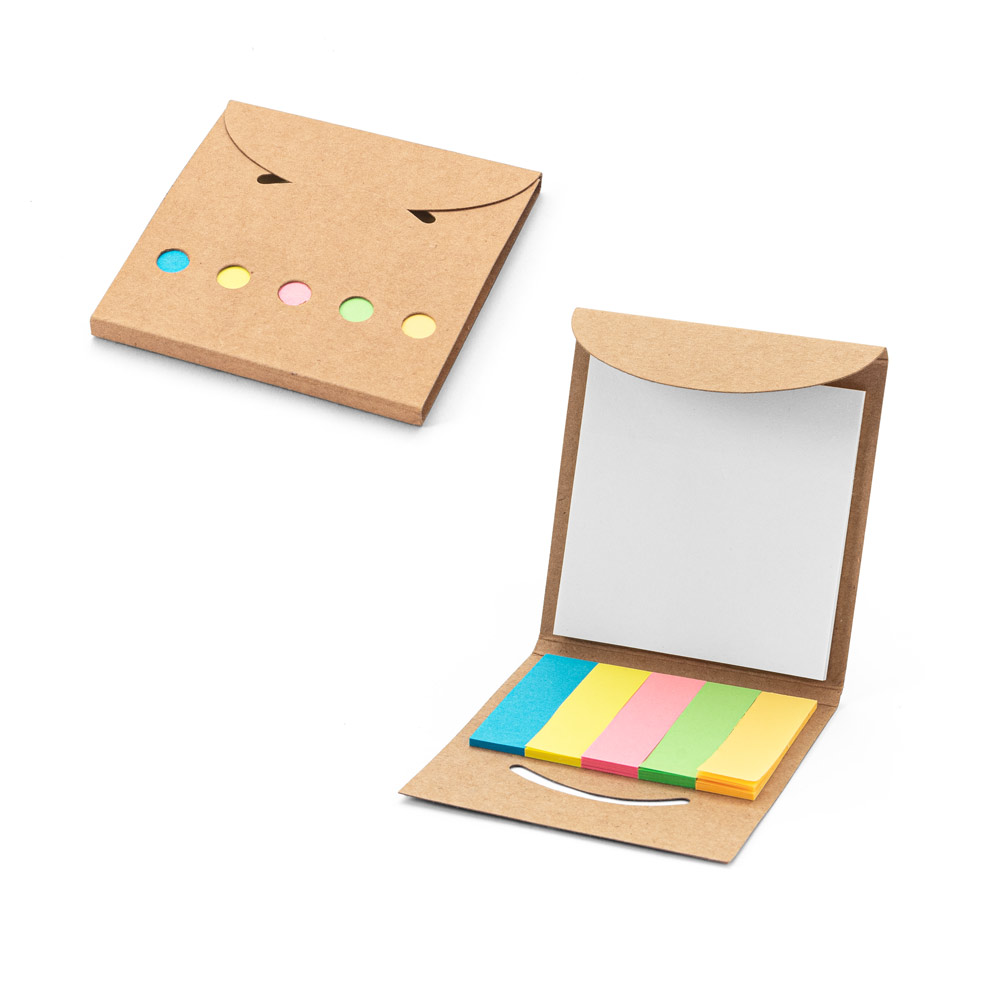 AINSLEY. „2-in-1“ biuro rinkinys, pagamintas iš 100 % perdirbto popieriaus, su 6 lipnių užrašų bloknotais