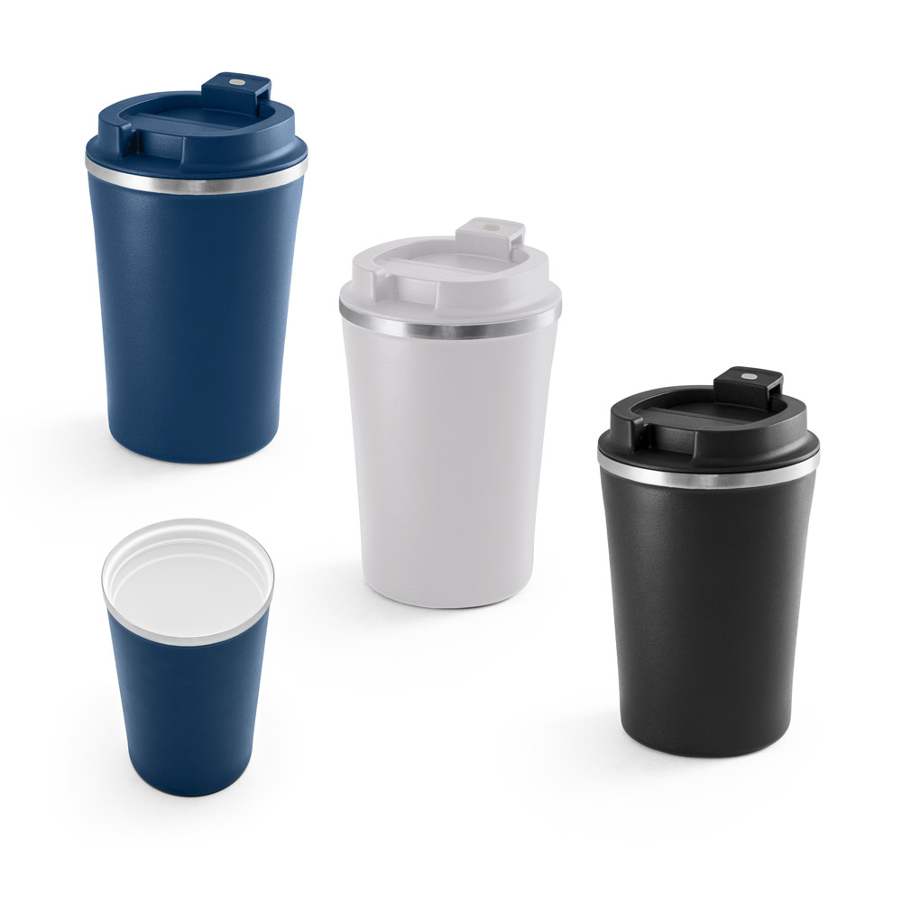 PHELPS CERAMIC. Kelioninis puodelis iš nerūdijančio plieno su keraminiu vidiniu apdailos sluoksniu, 470 ml