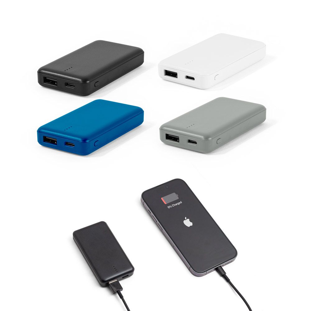 SHERYL. Iš perdirbto ABS (100 % rABS) pagamintas išorinis akumuliatorius, 4 000 mAh