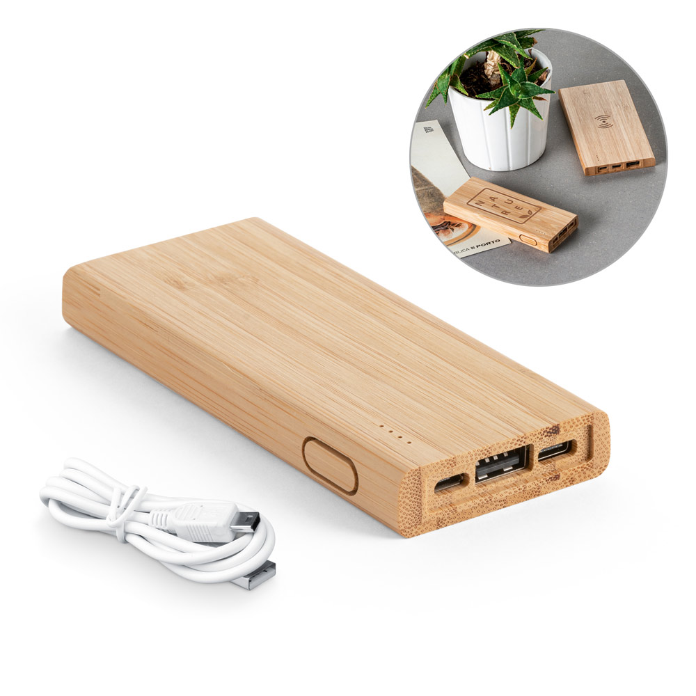 KOHN. 5 000 mAh bambuko išorinis akumuliatorius