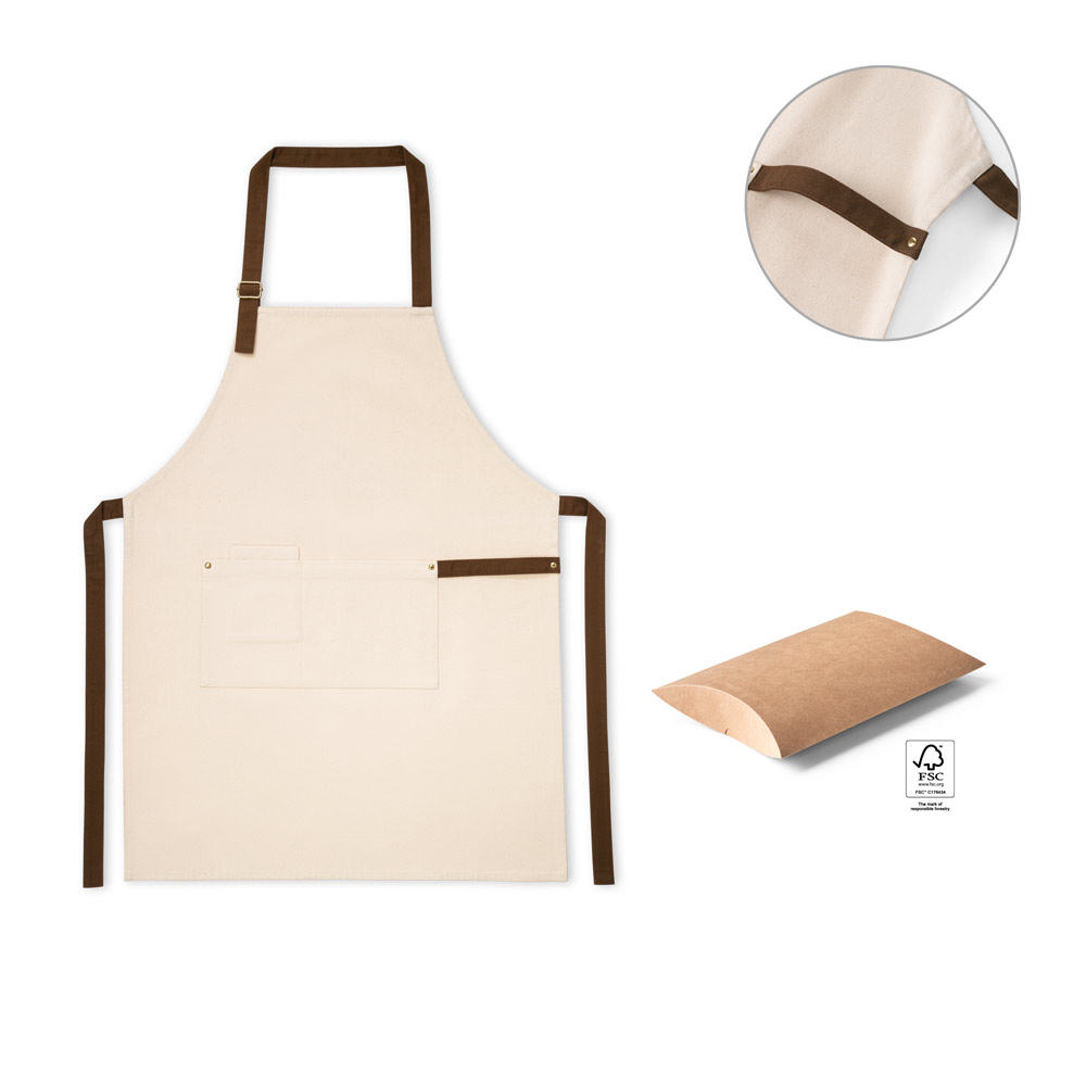 HOLM. 100 % medvilninė drobės prijuostė (320 g/m²) su metalinėmis detalėmis