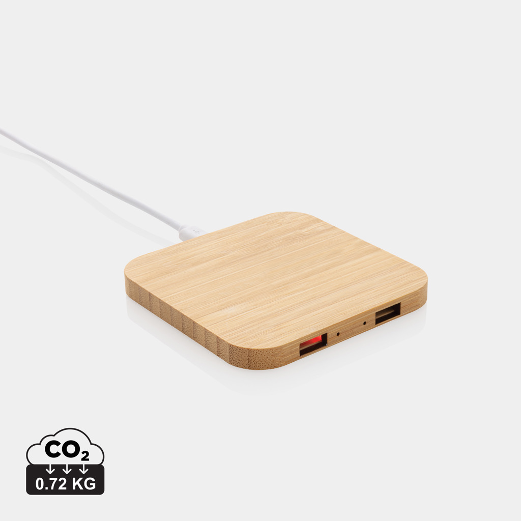 10 W belaidis bambuko įkroviklis su USB jungtimi
