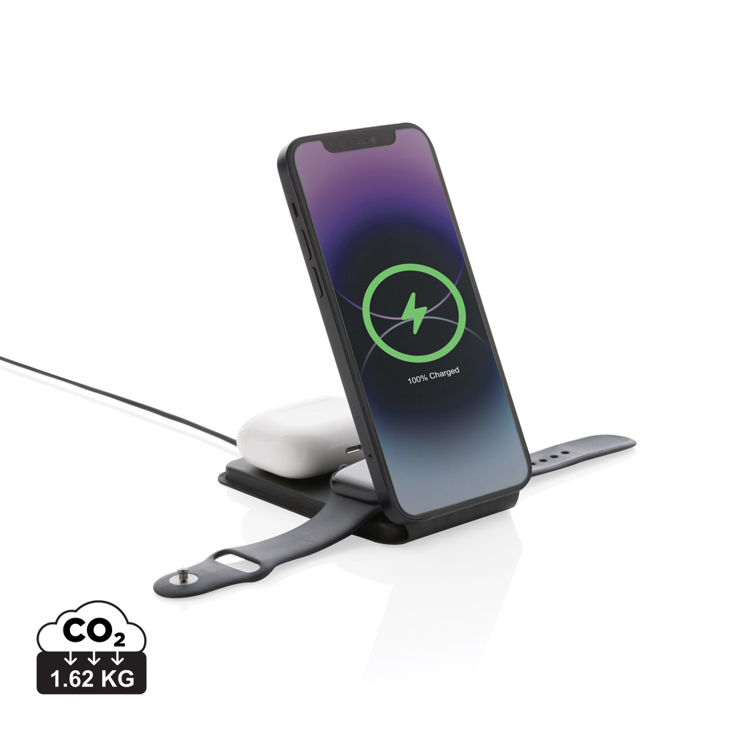 „Swiss Peak RCS rPU 15W“ 3-in-1 magnetinis belaidis įkroviklis