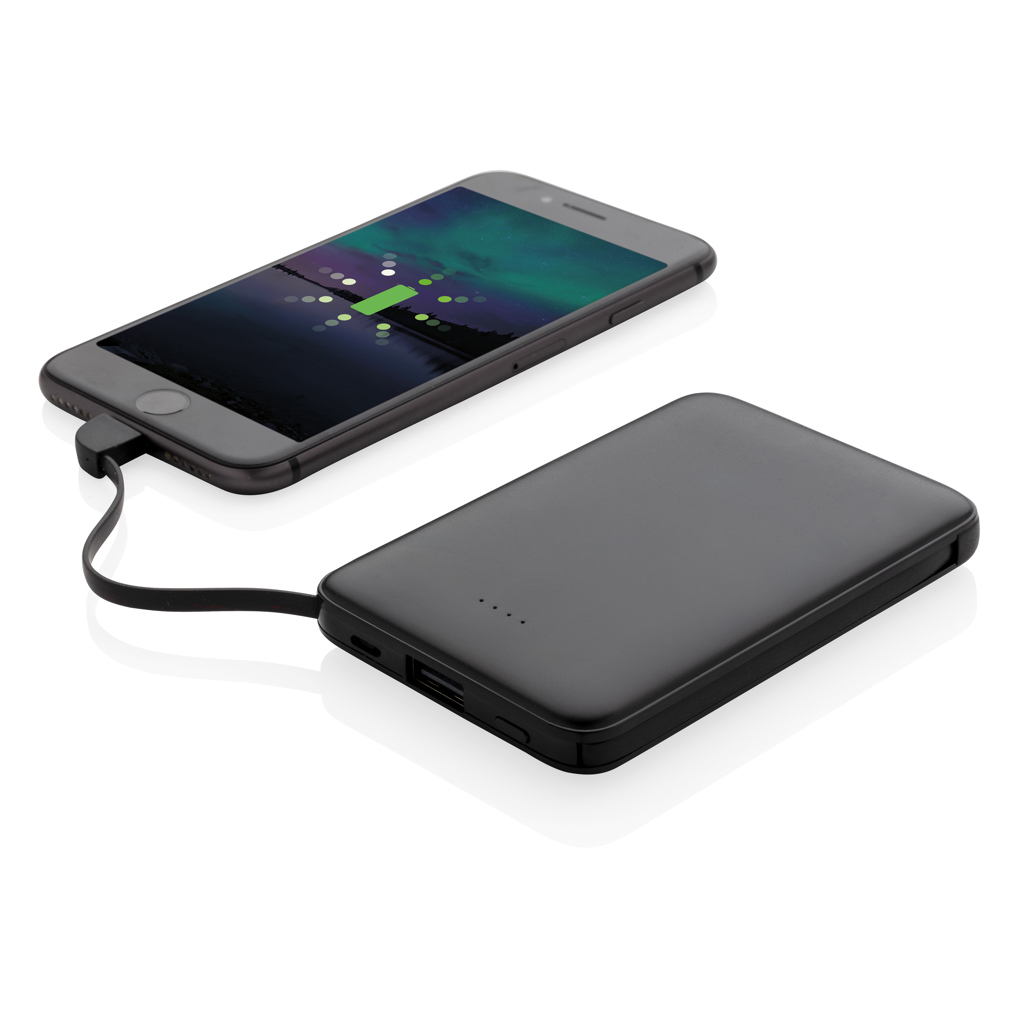 5 000 mAh kišeninis išorinis akumuliatorius su integruotais kabeliais - Image 4