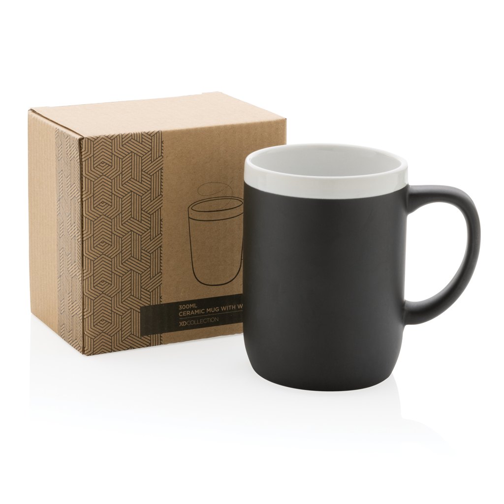 Keraminis puodelis su baltu krašteliu, 300 ml - Image 7