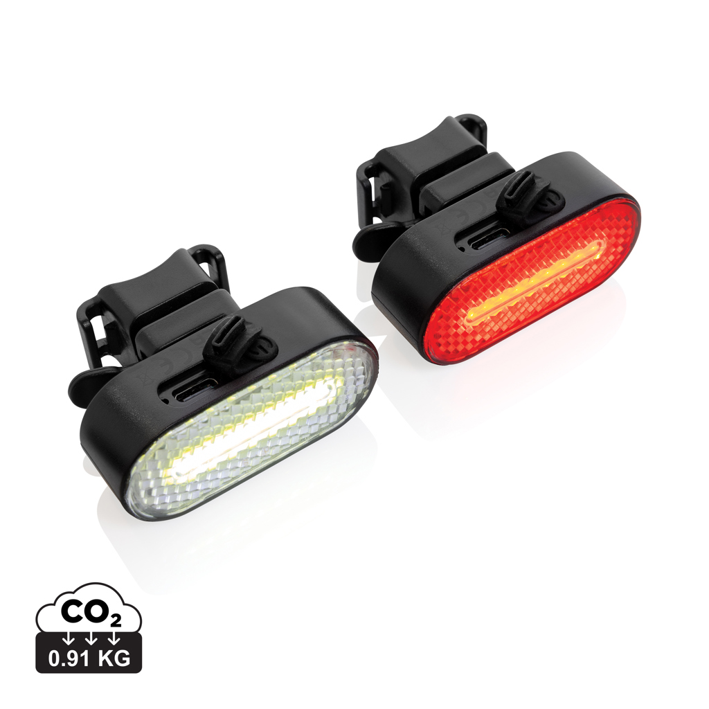 „Lumino RCS“ perdirbto plastiko USB įkraunamų dviračių žibintų rinkinys