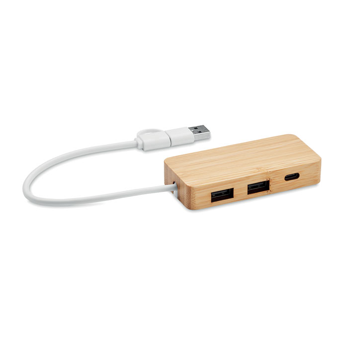 Bambuko USB 3 prievadų šakotuvas