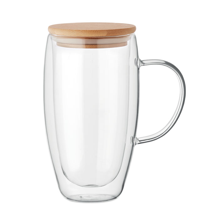 Dvigubos sienelės stiklinis puodelis, 450 ml