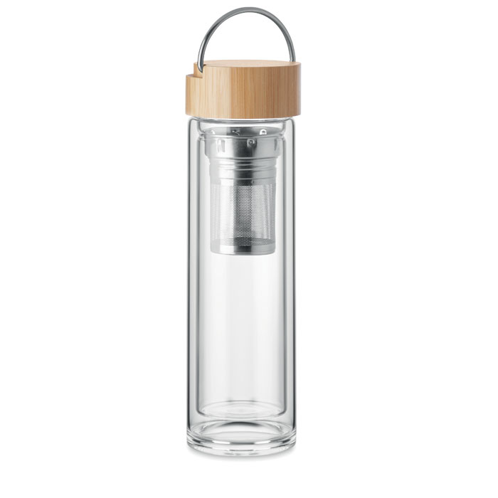 Dvigubos sienelės stiklinis butelis, 400 ml
