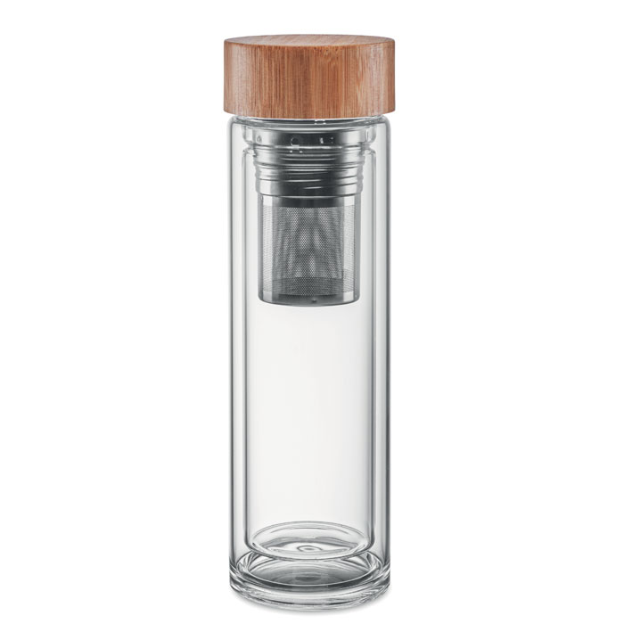 Dvigubos sienelės stiklinis butelis, 420 ml