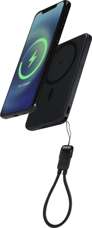 „SMART“ 5000 mAh iš perdirbto plastiko pagamintas magnetinis išorinis akumuliatorius su dirželiu