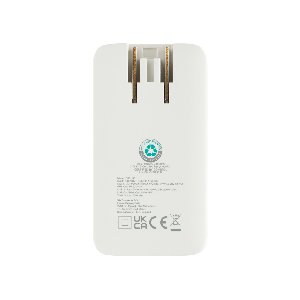 „Fluxo RCS 65W“ plokščias GAN įkroviklis su universaliais jungtimis - Image 6