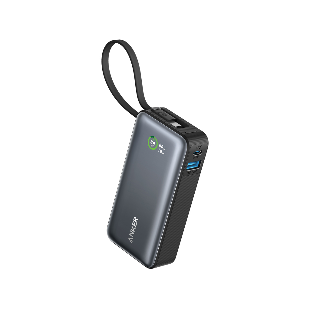 „Anker Nano“ išorinis akumuliatorius, 30 W, su įmontuotu USB-C kabeliu