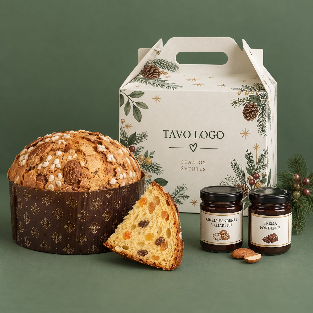 Panettone su personalizuota kalėdine pakuote
